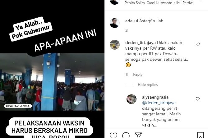 Vaksinasi RSUDAM Timbulkan Kerumunan, Ade Utami: “Ya Allah Pak Gubernur, apa-apaan ini?”