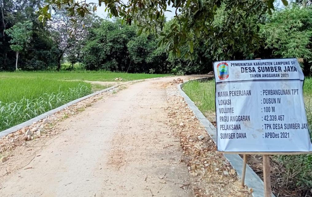 Kepala Desa Sumber Jaya Idham Kecamatan Jati Agung Bangun Talut Dengan Memanfaatkan  Dana Desa