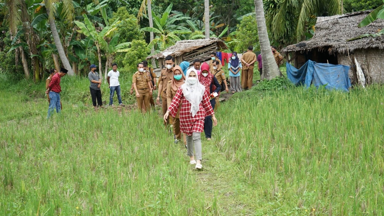 Blusukan Lewat Pematang Sawah, Winarni Beri Bantuan Kepada Warga Kalianda Yang Alami Lumpuh