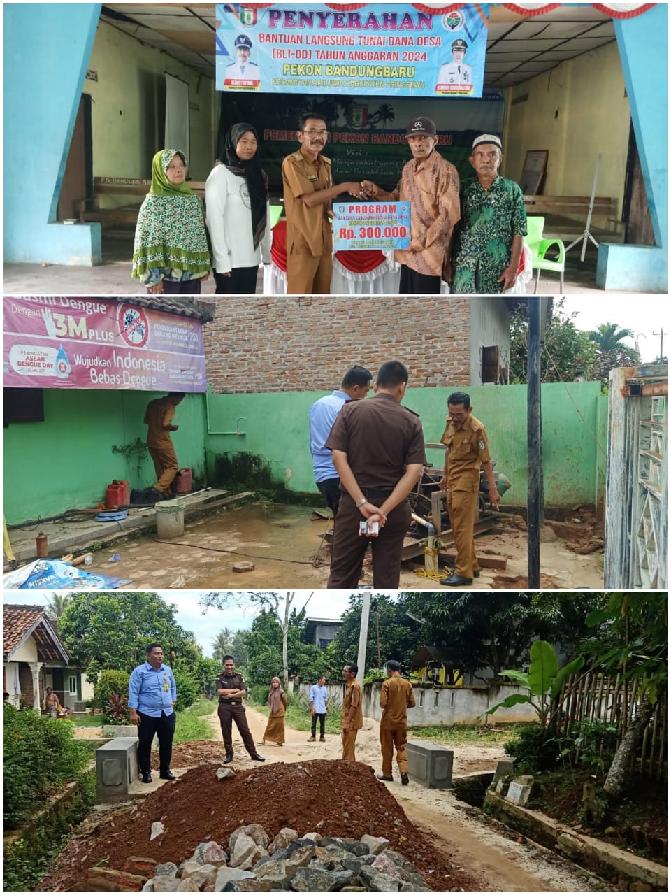 Pekon Bandung Baru Menyerahan Bantuan Langsung Tunai Dana Desa ( BLT- DD )  Dan Perbaikan gorong gorong di empat Titik Di Tahun 2024,